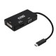 Nanocable Conversor USB-C a VGA / DVI / H, 3 En 1. USB-C/M-VGA/H-DVI/H-HDMI/H 4K, Negro, 10 cm